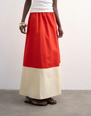 TSMAYA COLOR BLOCK SKIRT WVN