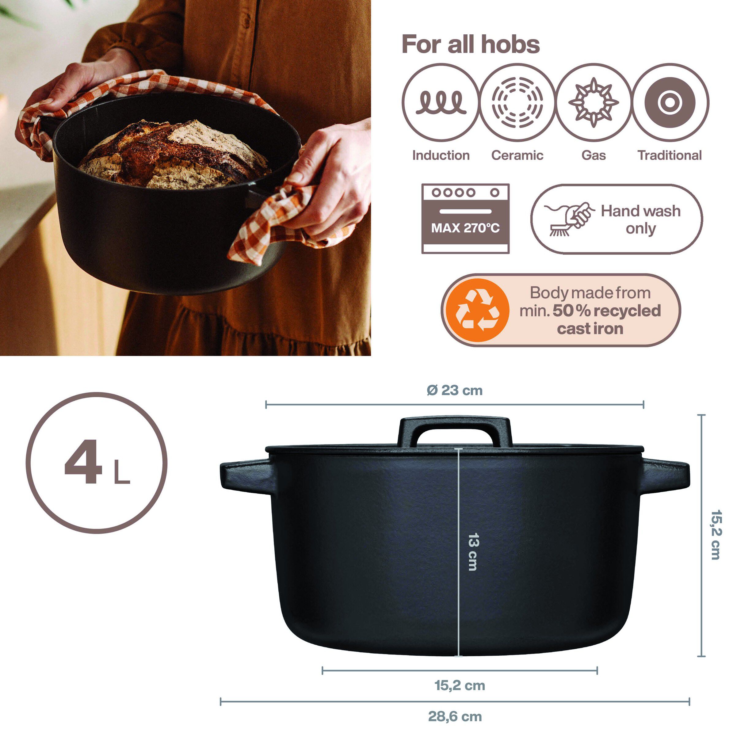 Folken Gryde emaljeret St&oslash;bejern 4L