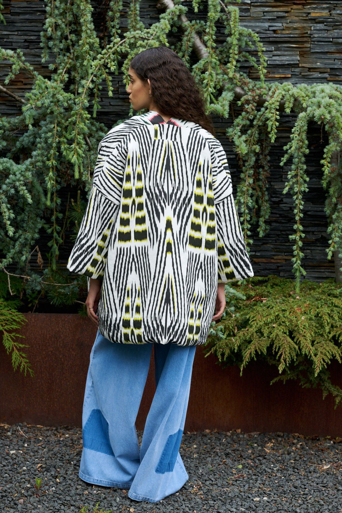 Ikat combo padded kimono - Abba