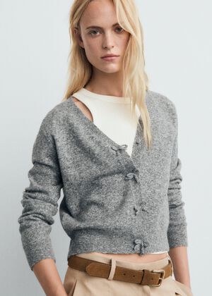 V-neck wool blend cardigan