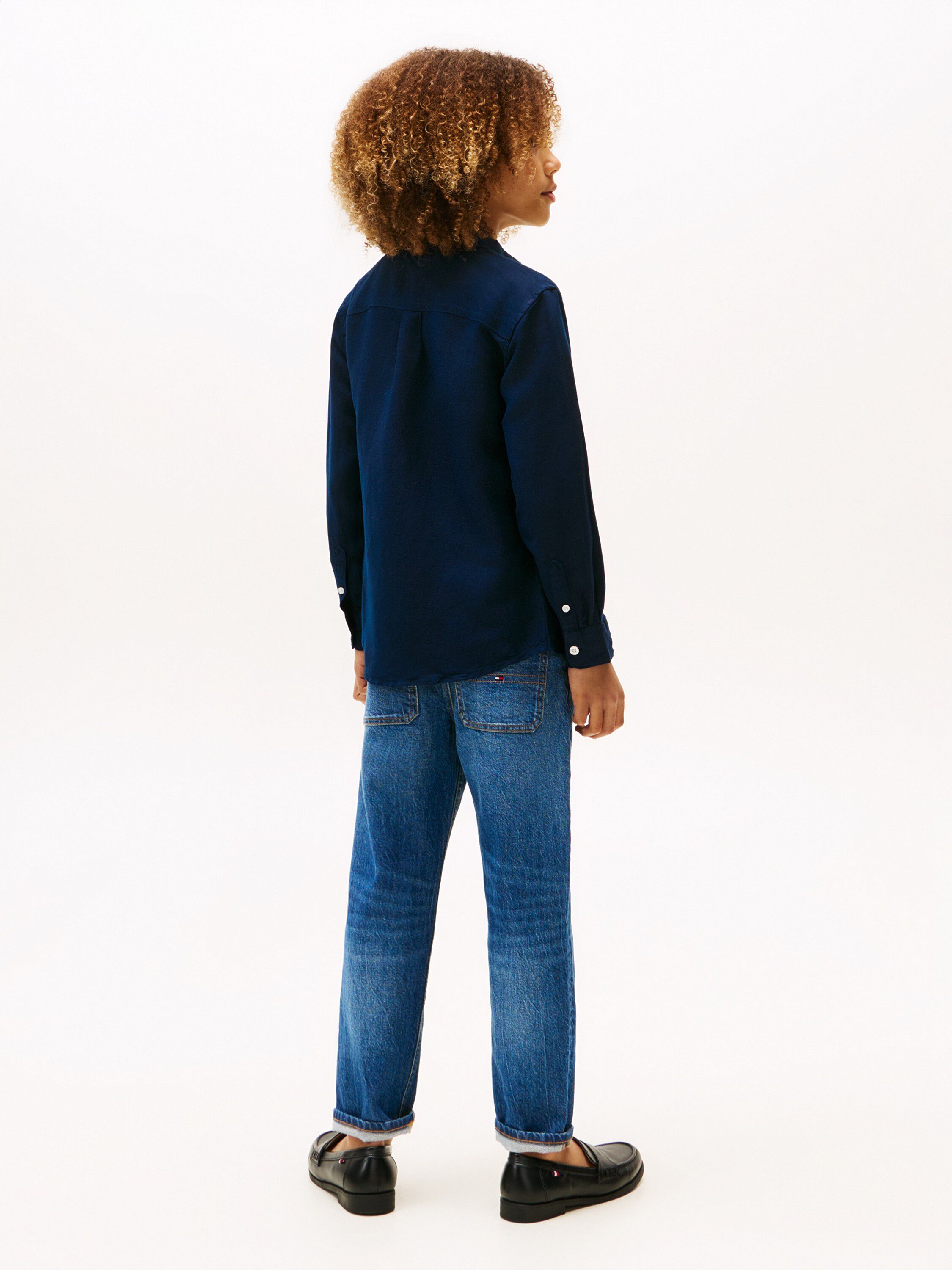 Relaxed Fit Flag Embroidery Linen Blend Shirt