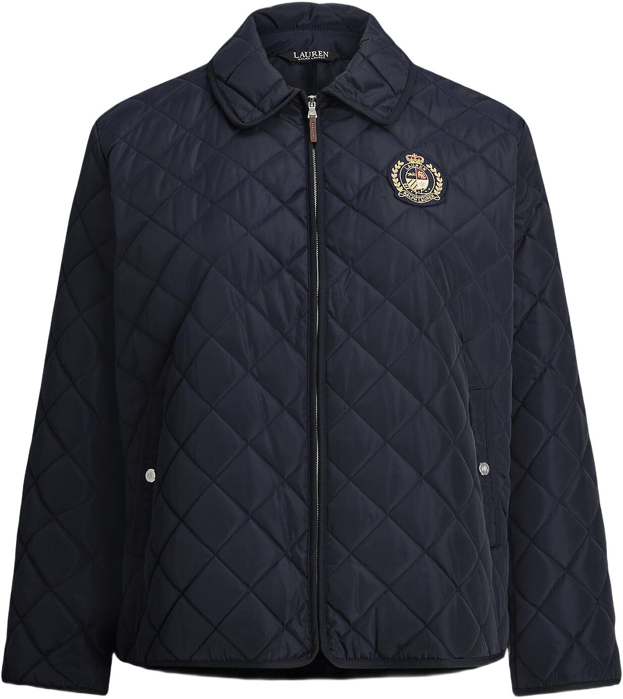 Crest-Patch Diamond-Quilted Jacket