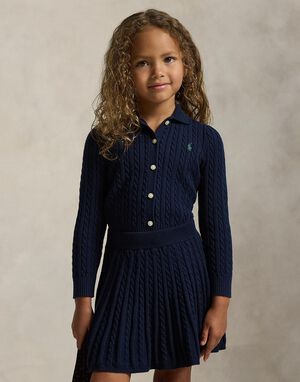 Cotton Polo Cardigan & Skirt Set