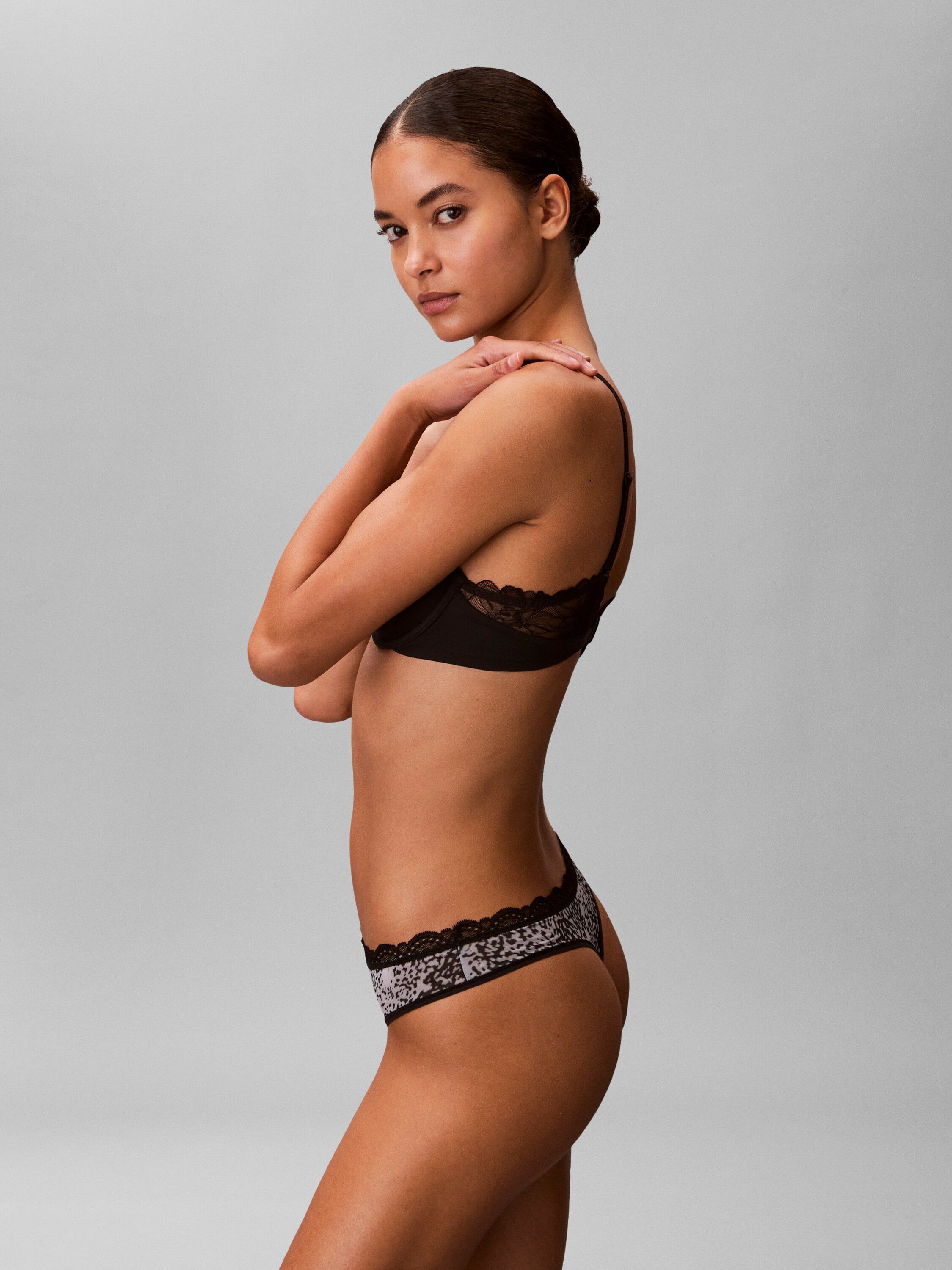 Lace Waistband Microfibre Thong