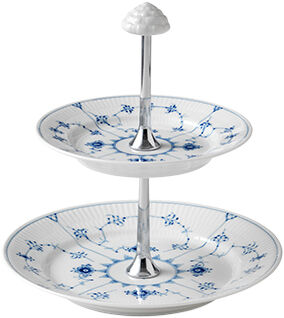 Blue Fluted Plain fat med 2 v&aring;ningar 24 cm