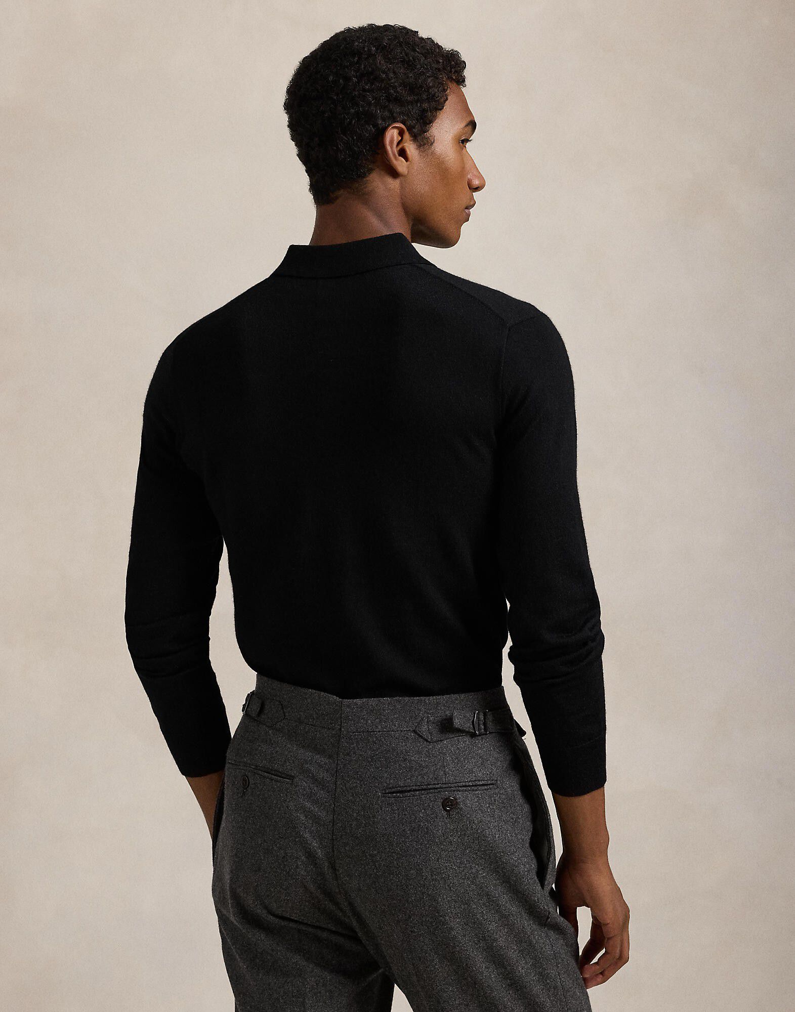 Washable Wool Polo-Collar Sweater