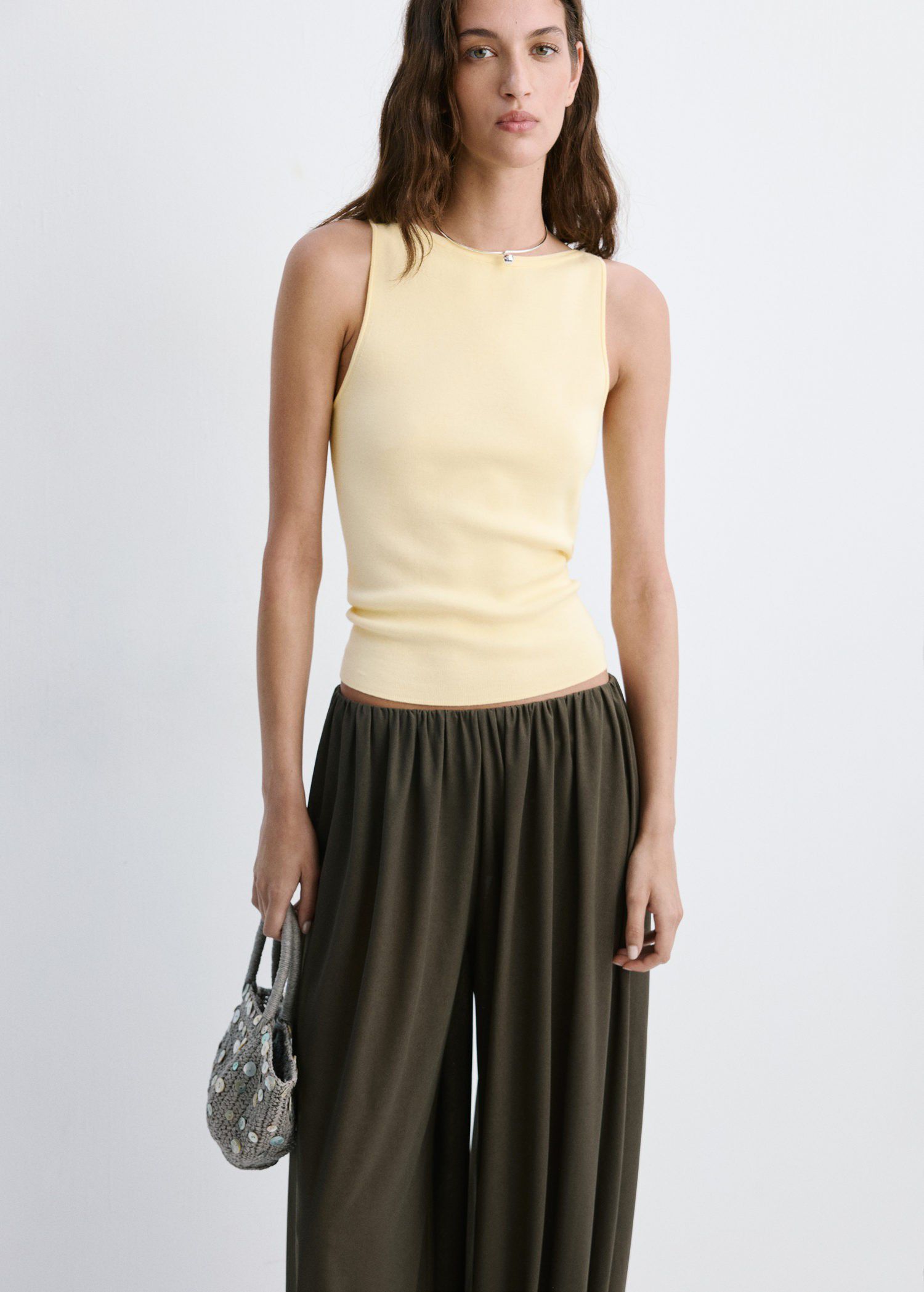 Fine knit boat neck top