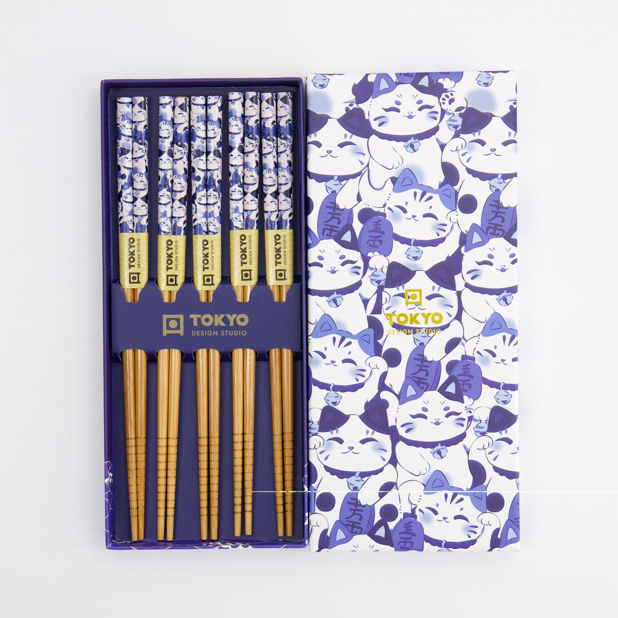 Chopstick Giftset/5 Blue Lucky Cat 33522 1/100