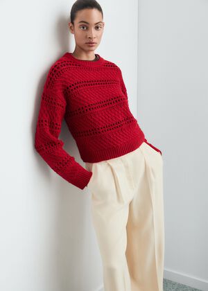 Openwork knit sweater