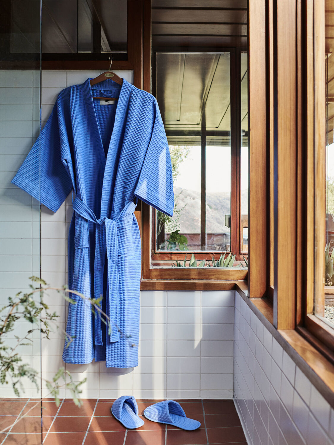 Waffle Bathrobe-Sky blue