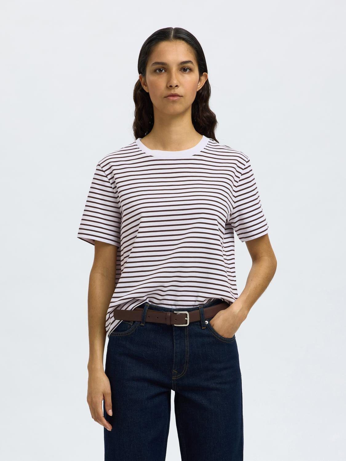 SLFESSENTIAL SS STRIPED BOXY TEE NO