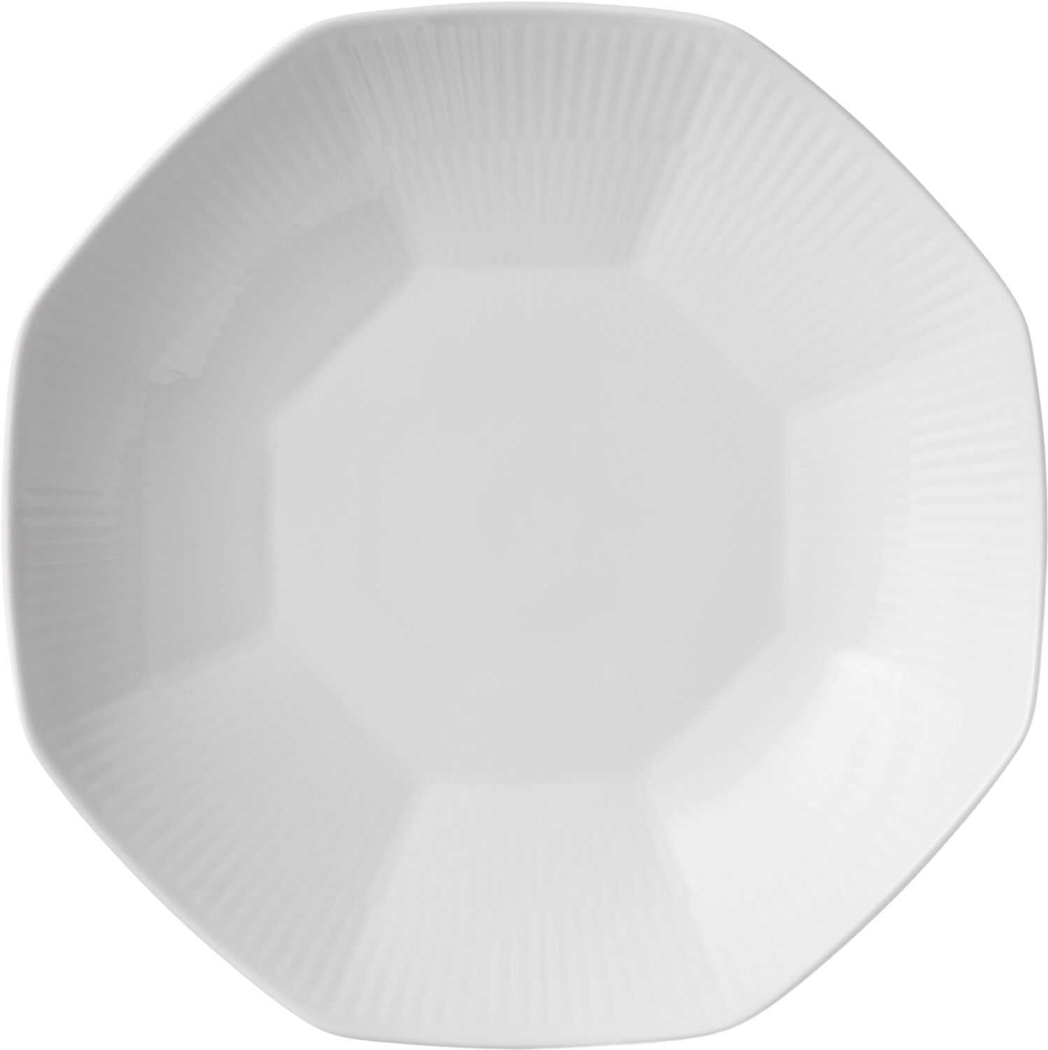 Hvid Riflet sk&aring;l buet form 25 cm