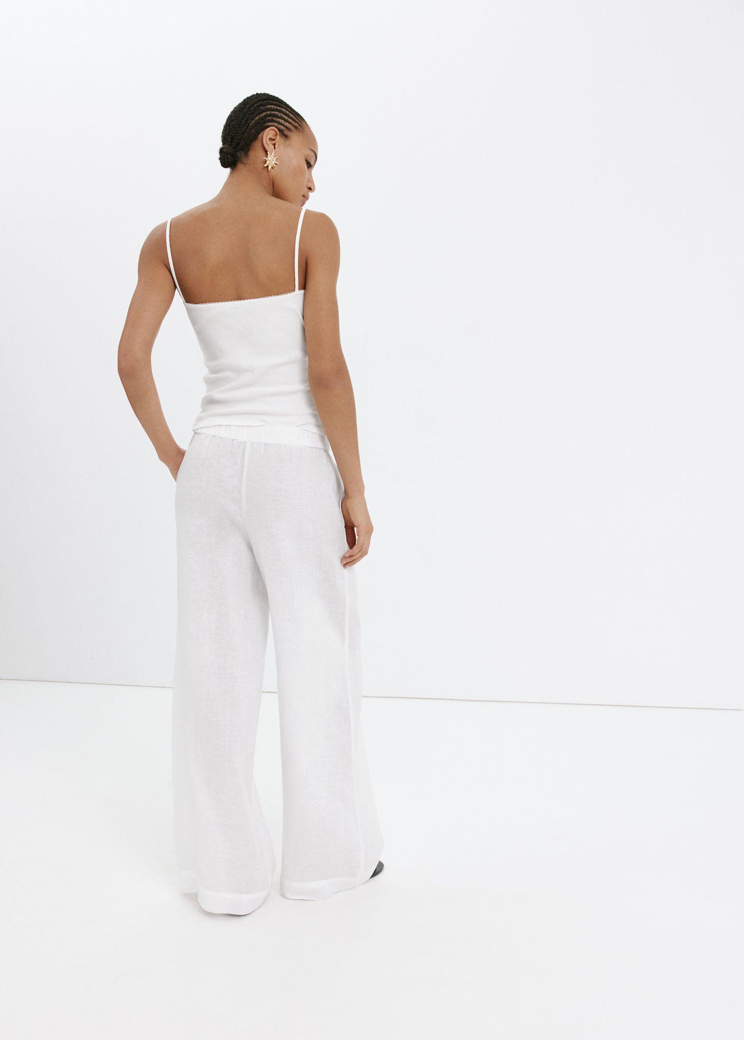 Linen wide-leg trousers