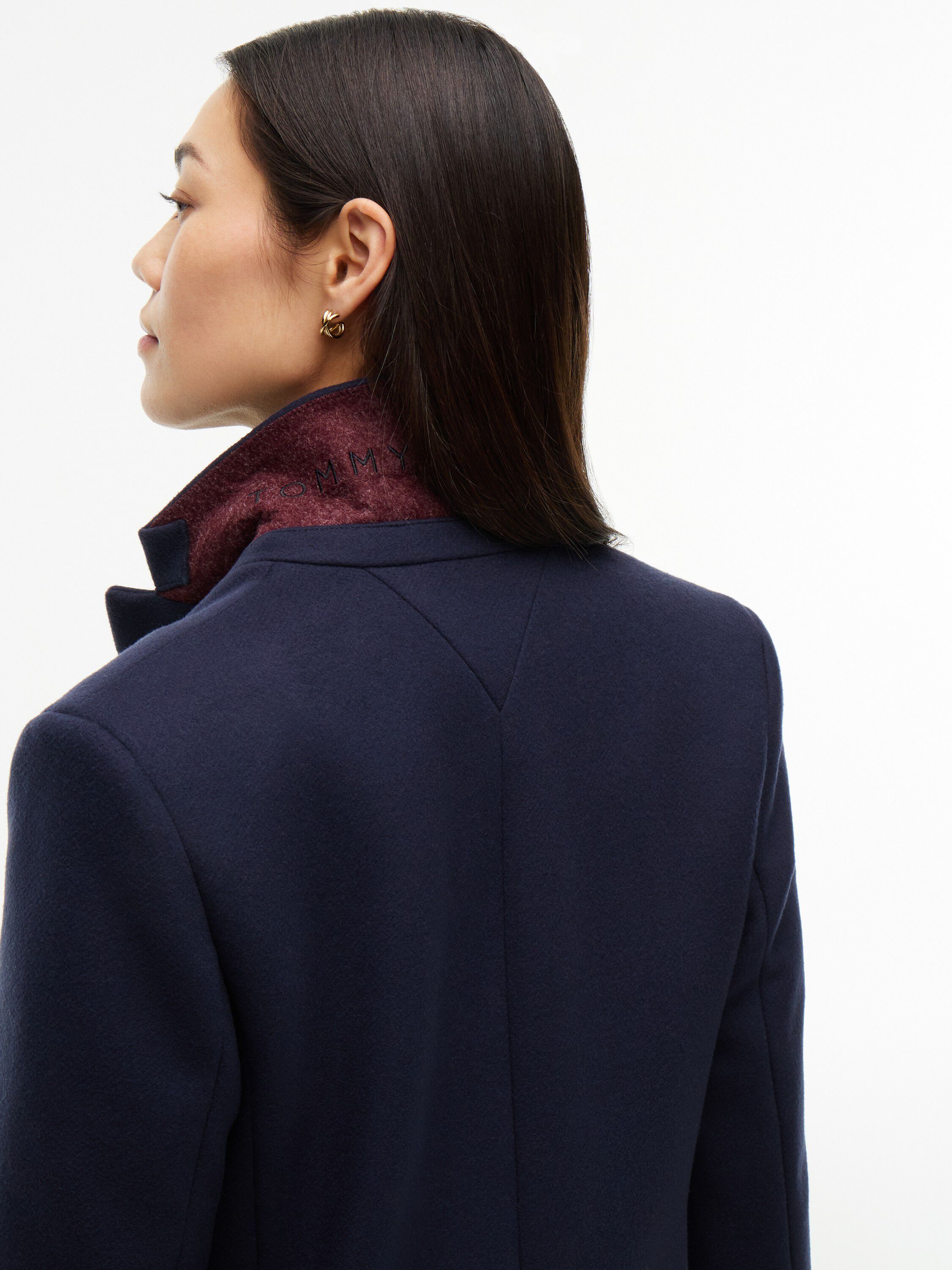 Manteco Wool Blend Slim Single Breasted Coat