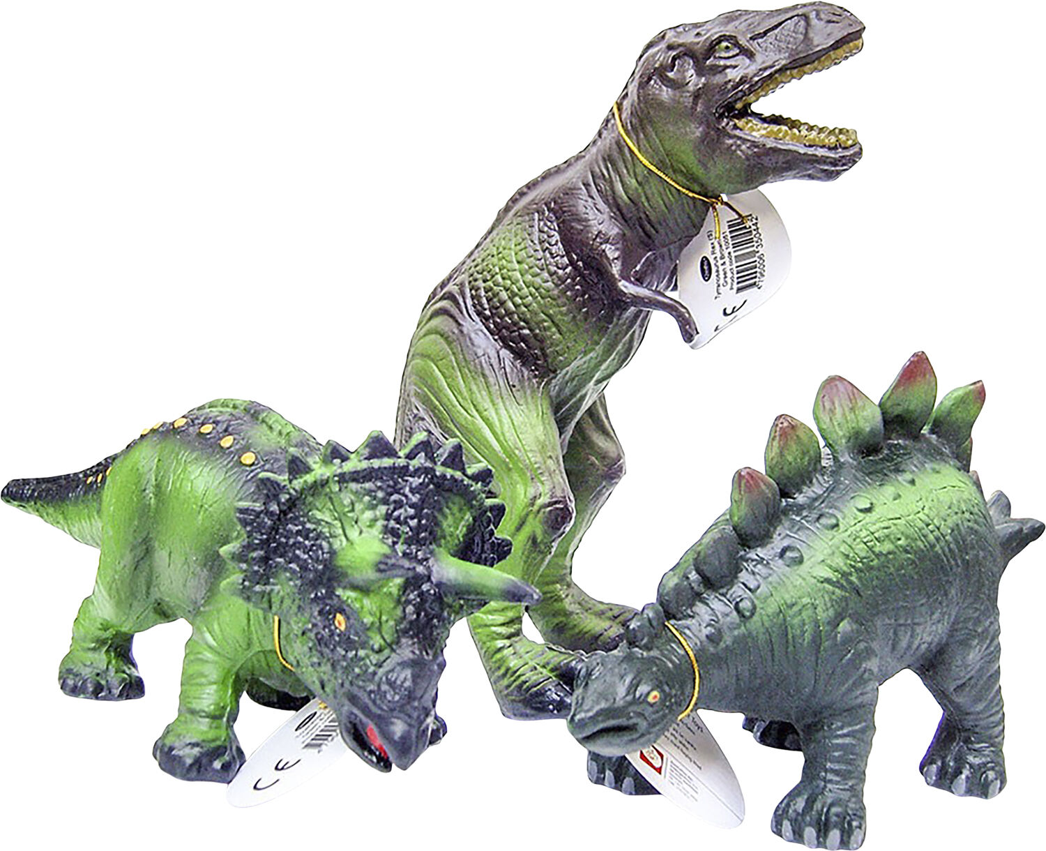Green Rubber Toys - Dinosaurer - s&aelig;t med 3