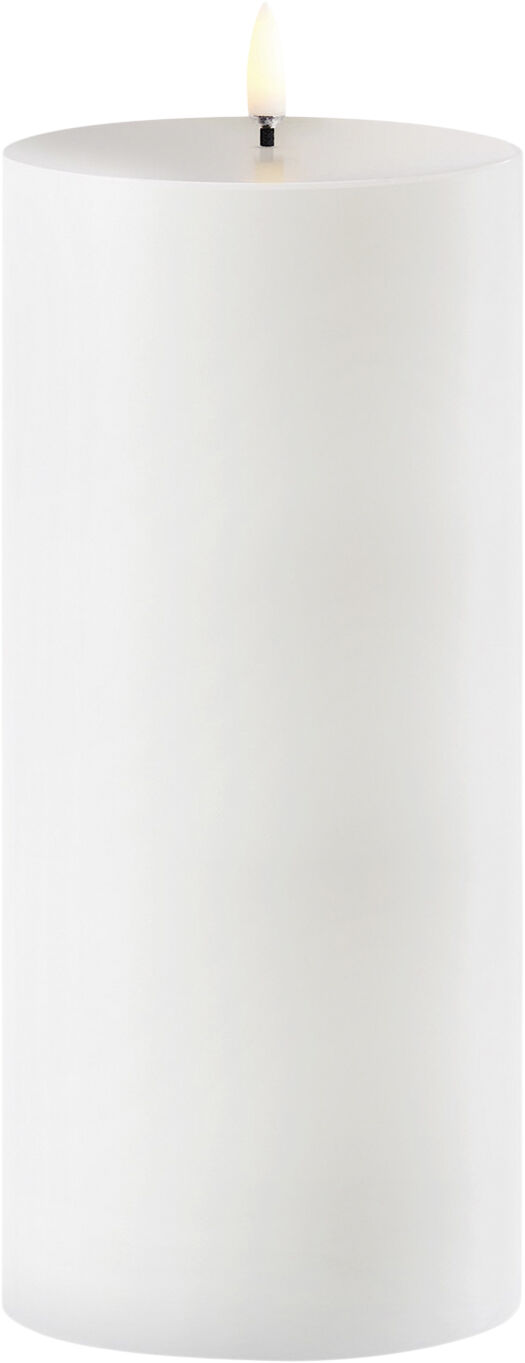 Outdoor LED pillar candle, White, 8,4x20 cm