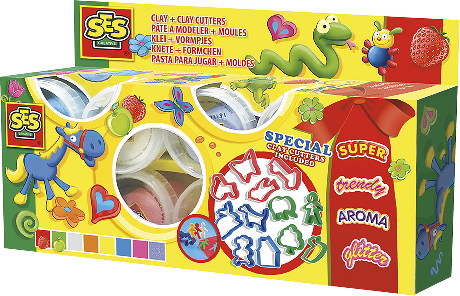 SES Creative - Modellervoks - 8 farver med confetti og glimm