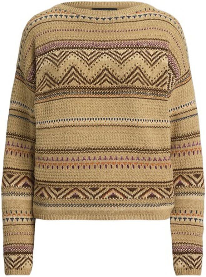 Geo-Striped Cotton-Linen Sweater