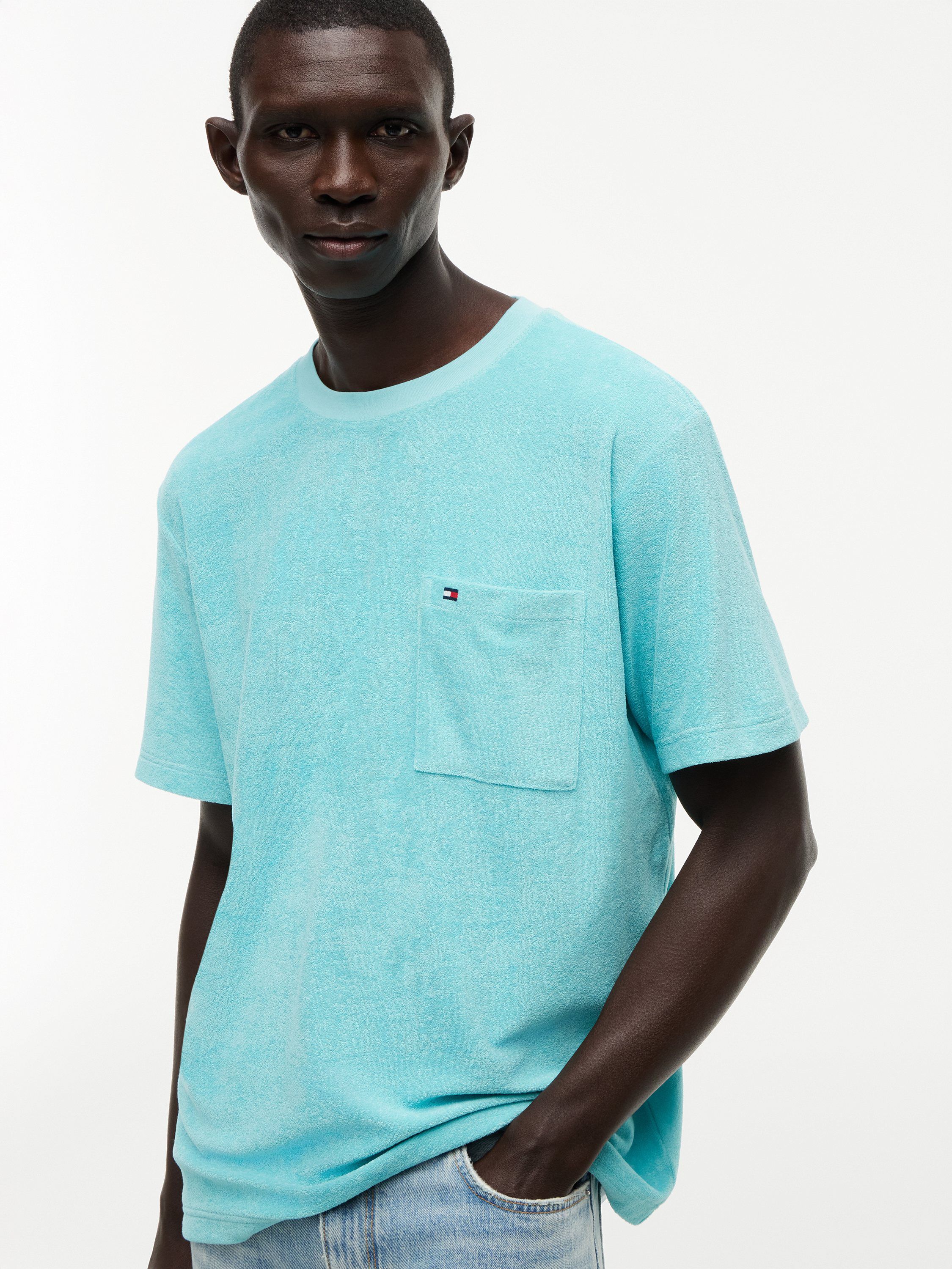 Towelling Relaxed Crew Neck T-Shirt