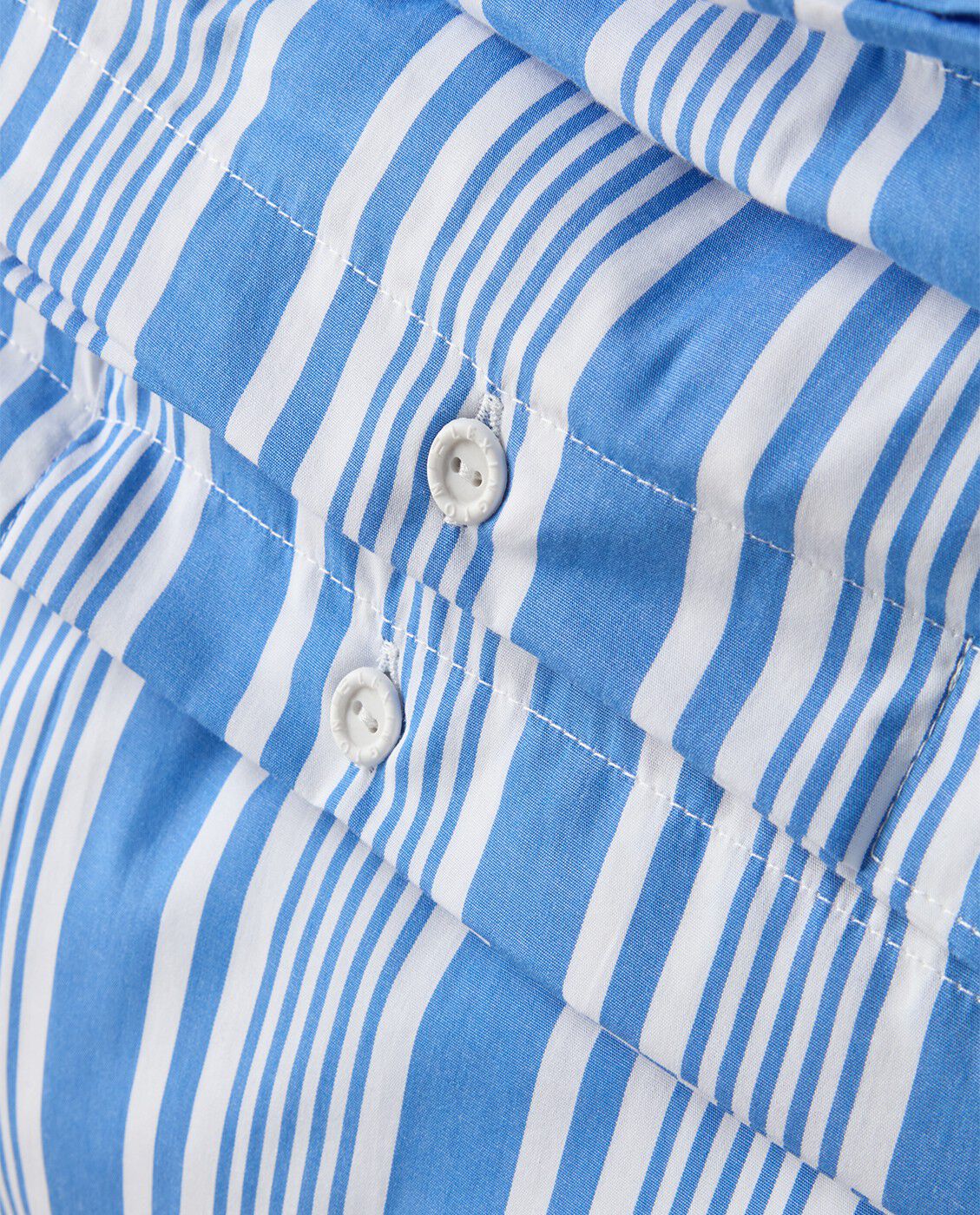 Randigt b�ddset i poplin, bl�/vit