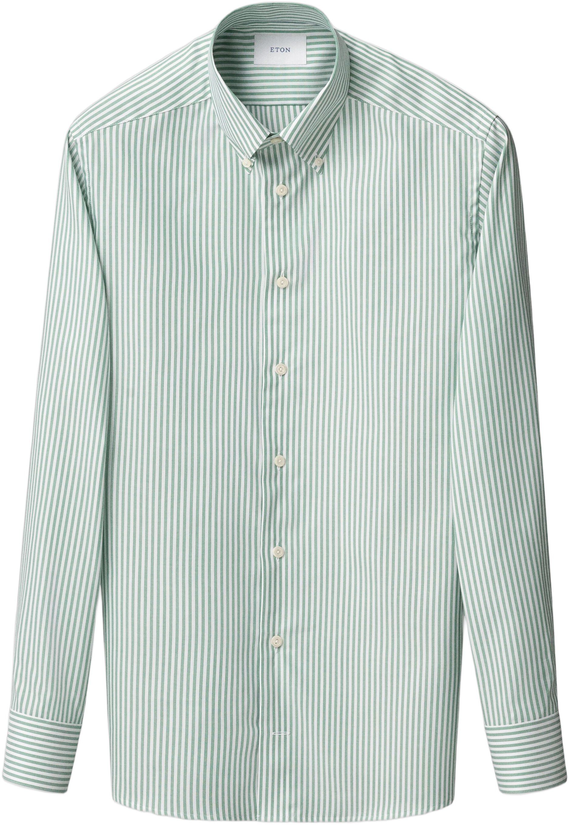 Contemporary Fit Mid green Striped Signature Oxford Shirt