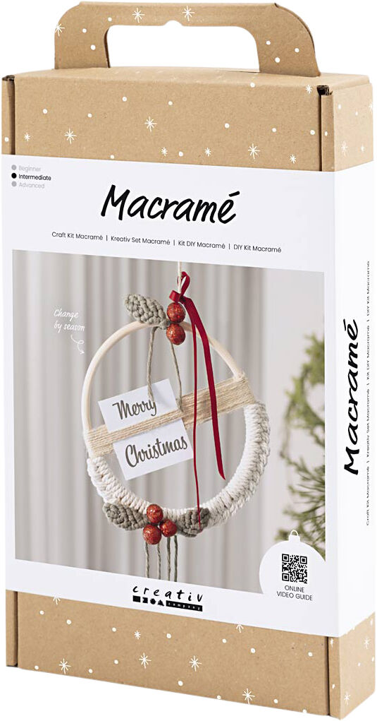 DIY Kit Macram&eacute;, Julekrans, mos gr&oslash;n