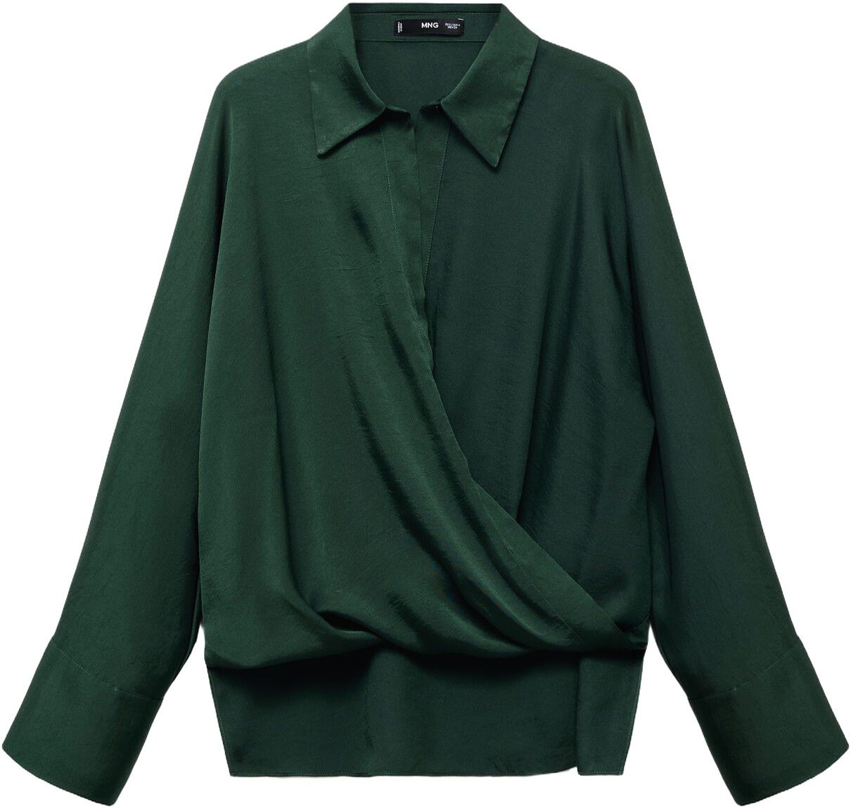 Cross-over satin blouse