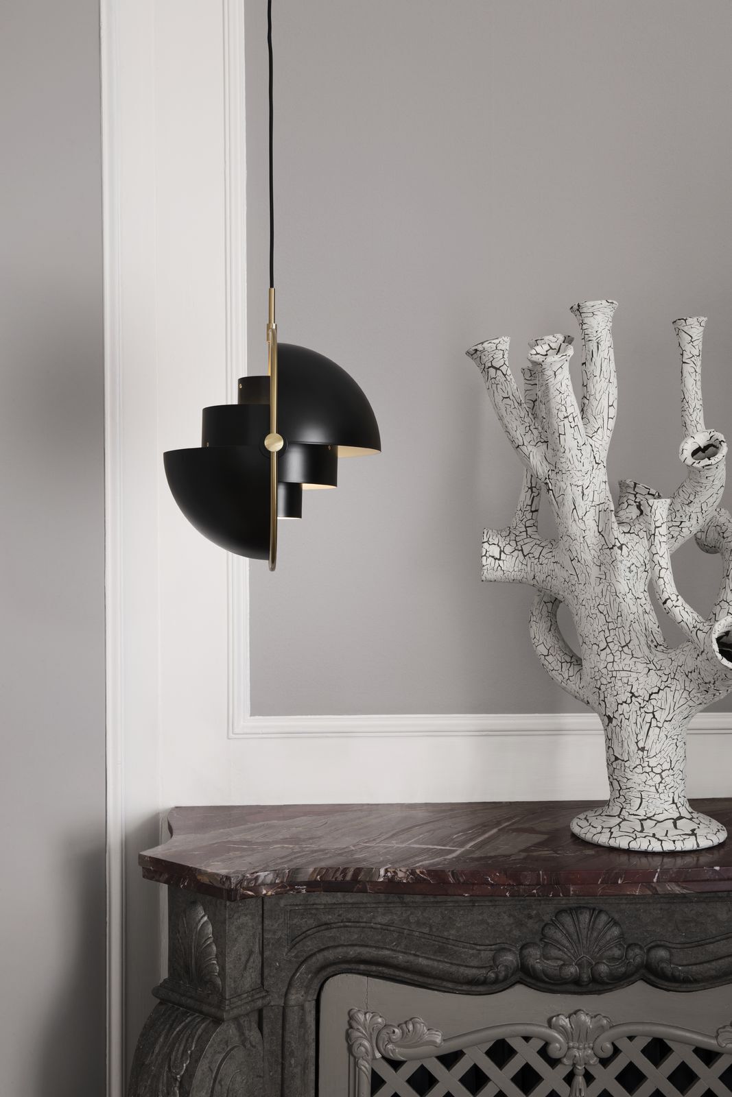 Multi-Lite Pendant (Base: Brass, Shade: Sea Grey Semi Matt)