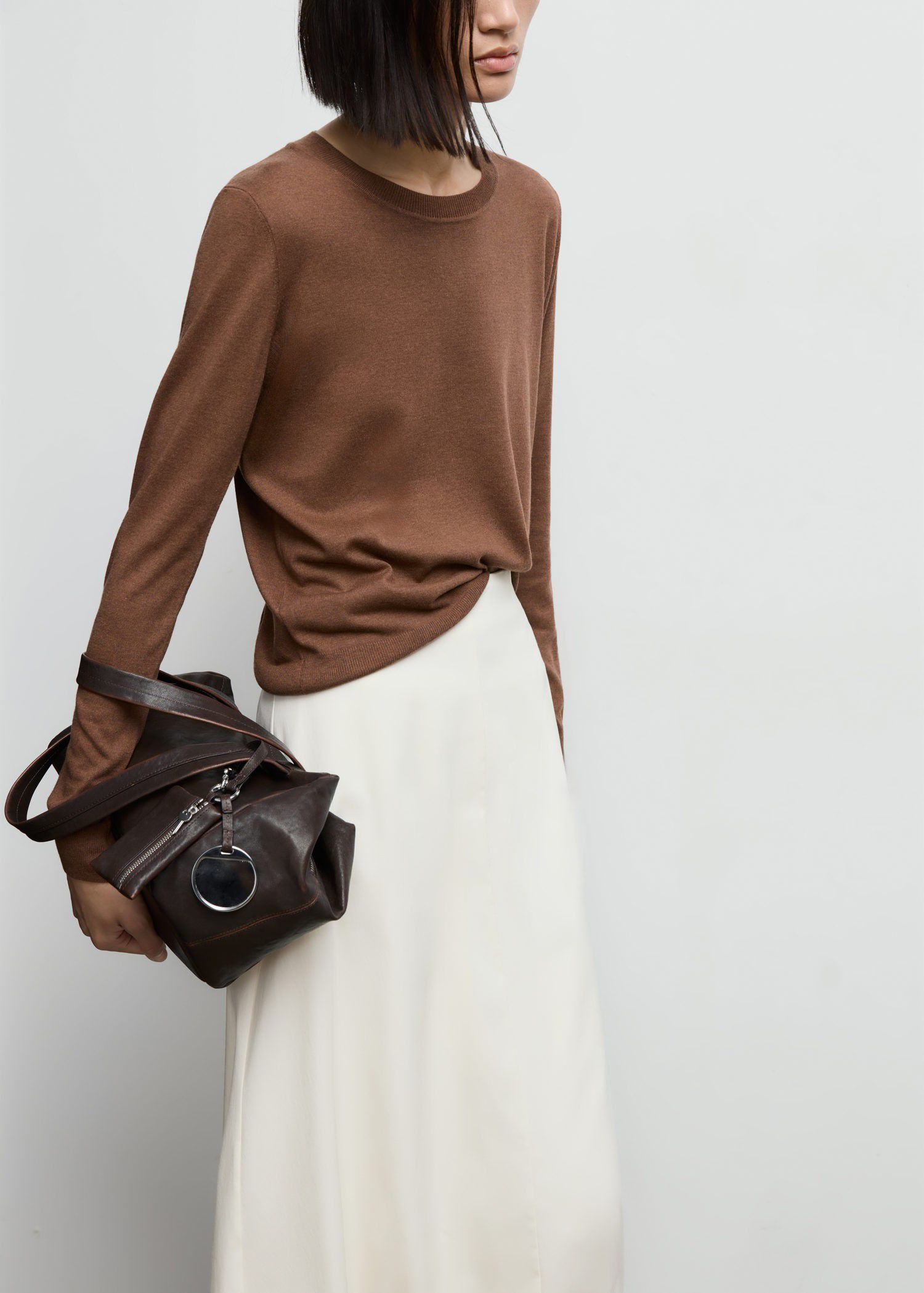 Fine-knit crew-neck sweater