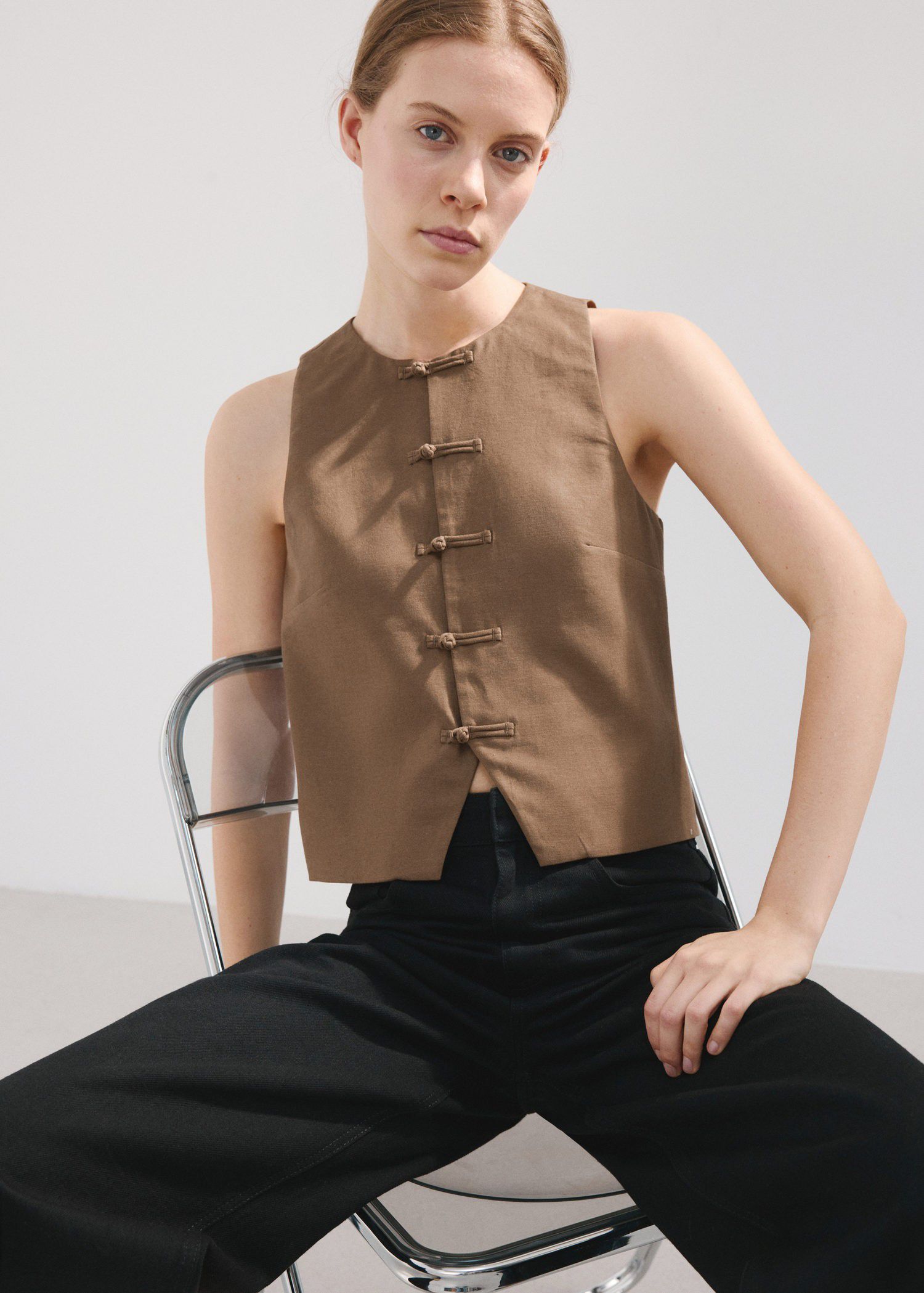 Linen-blend suit waistcoat