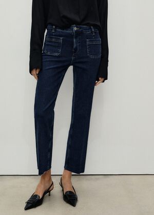 Flared cropped jeans with pockets