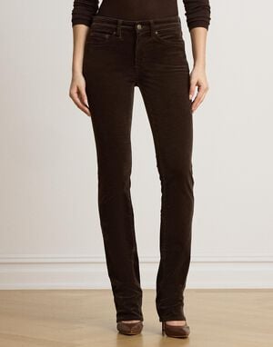 Mid-Rise Corduroy Slim Straight Pant