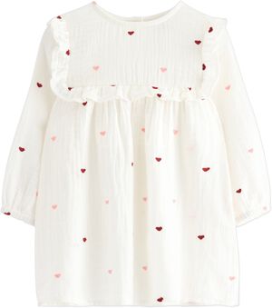 Vævet kjole i blød bomuldsgas med l