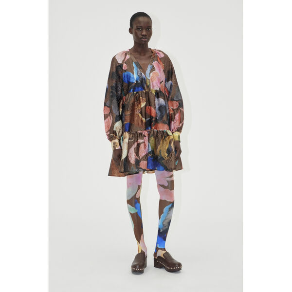 Tier Voluminous Mini Dress, 2258 Crinkled Textured Poly