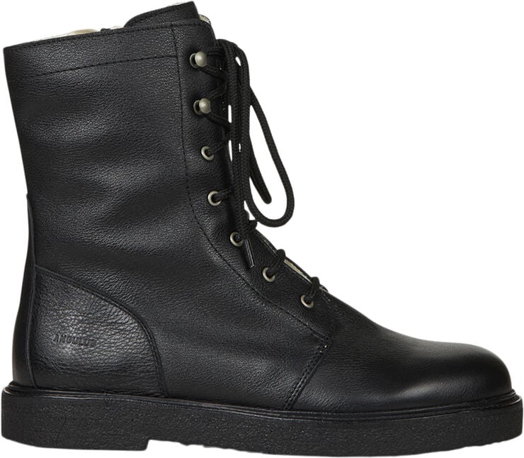 Snørestøvle med uldfoer, lynlås wid