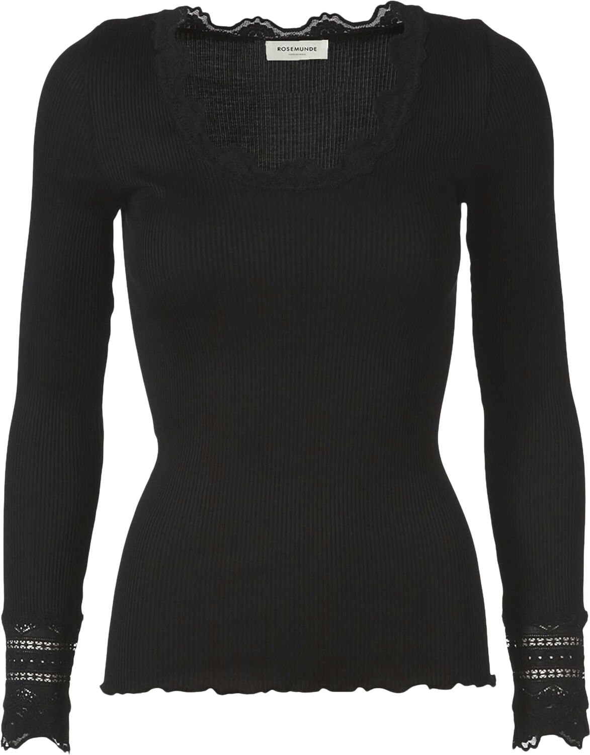 Silkebluse m. blonde