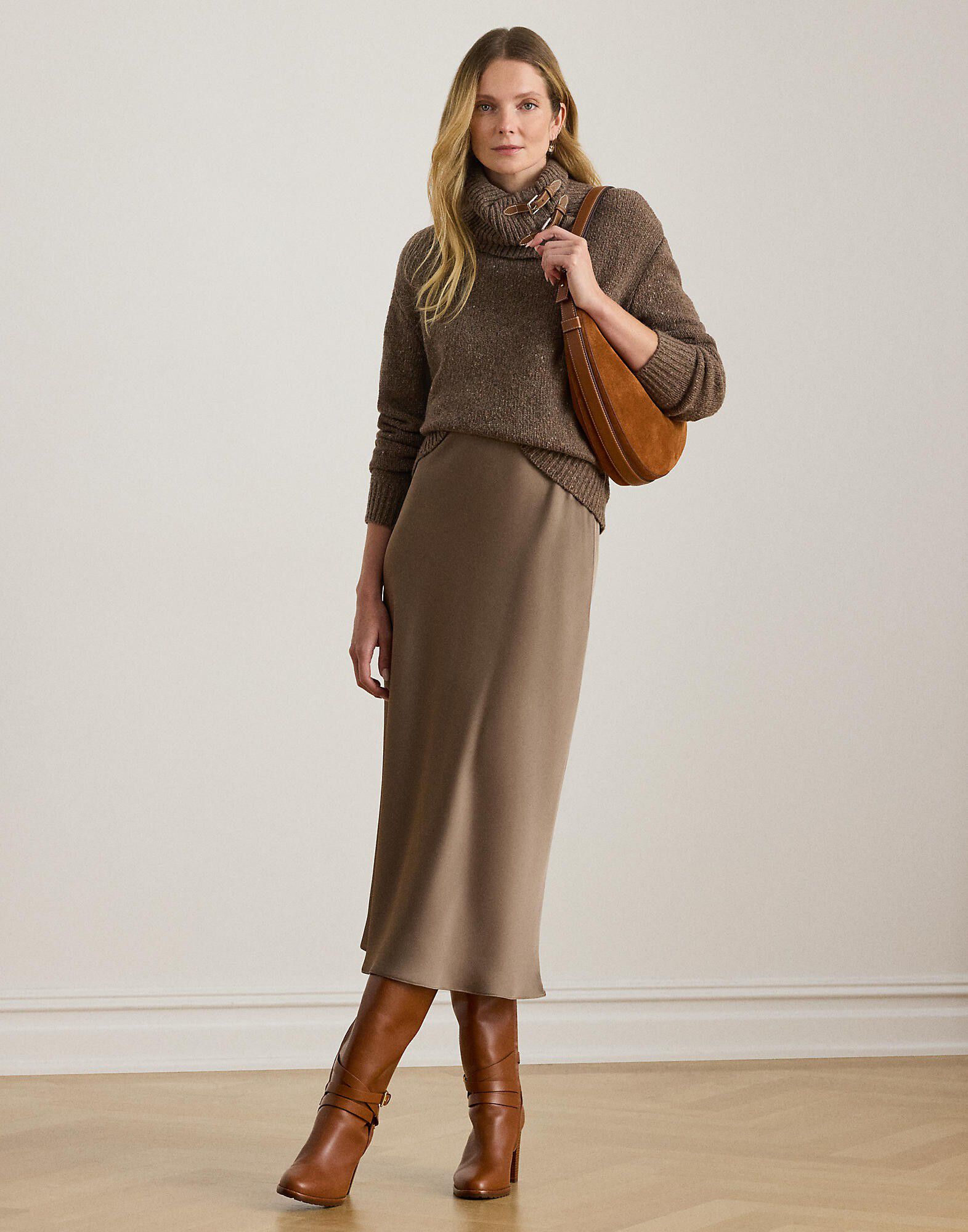 Buckle-Trim M&eacute;lange Turtleneck Sweater