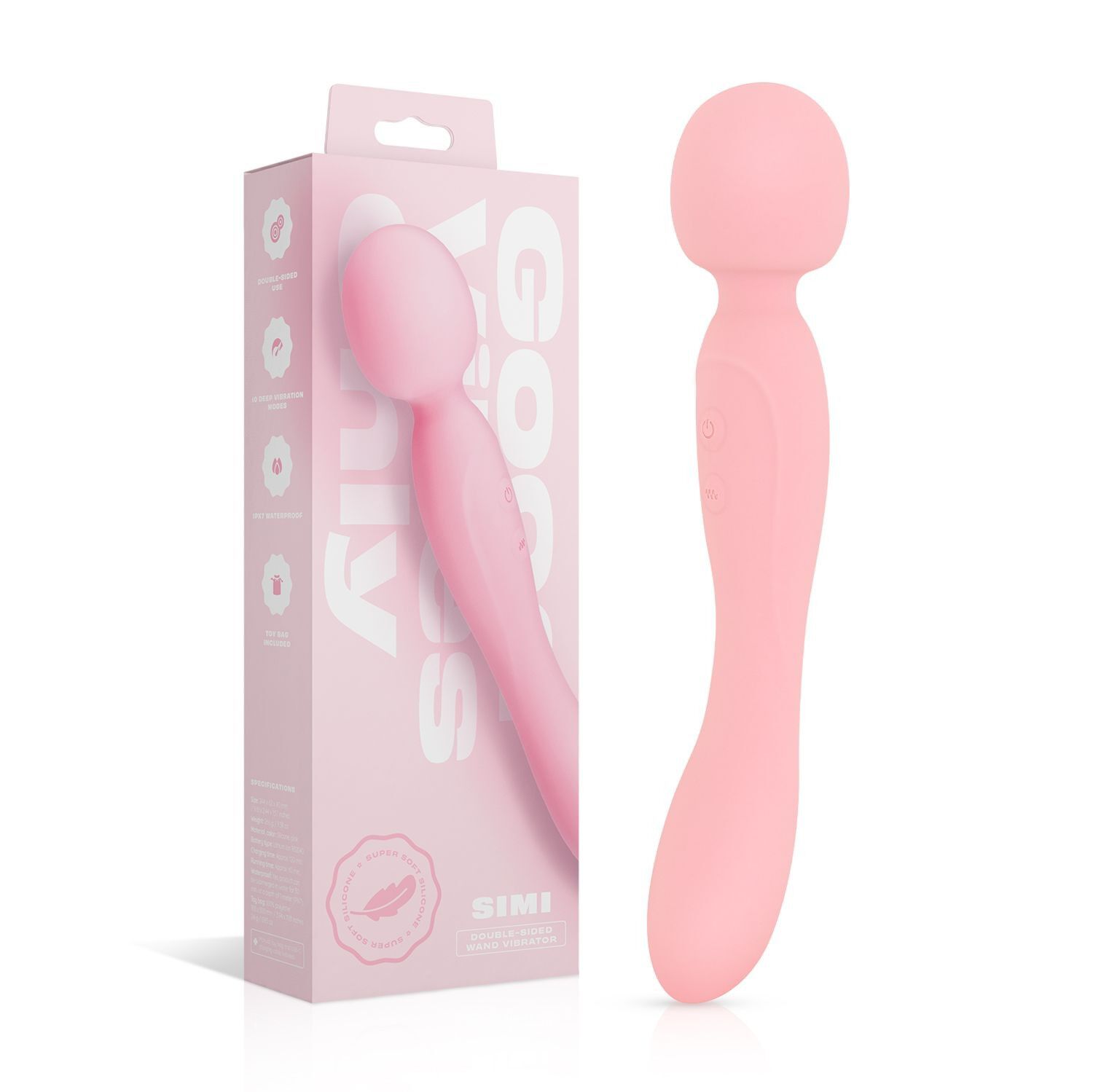 Good Vibes Only Soft Silicone Double-Sided Wand Vibrator