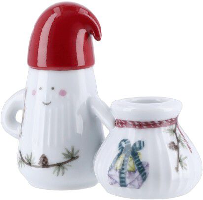 Hammersh&oslash;i Christmas Nissefar lysestage H8. 5 hvid m. deko