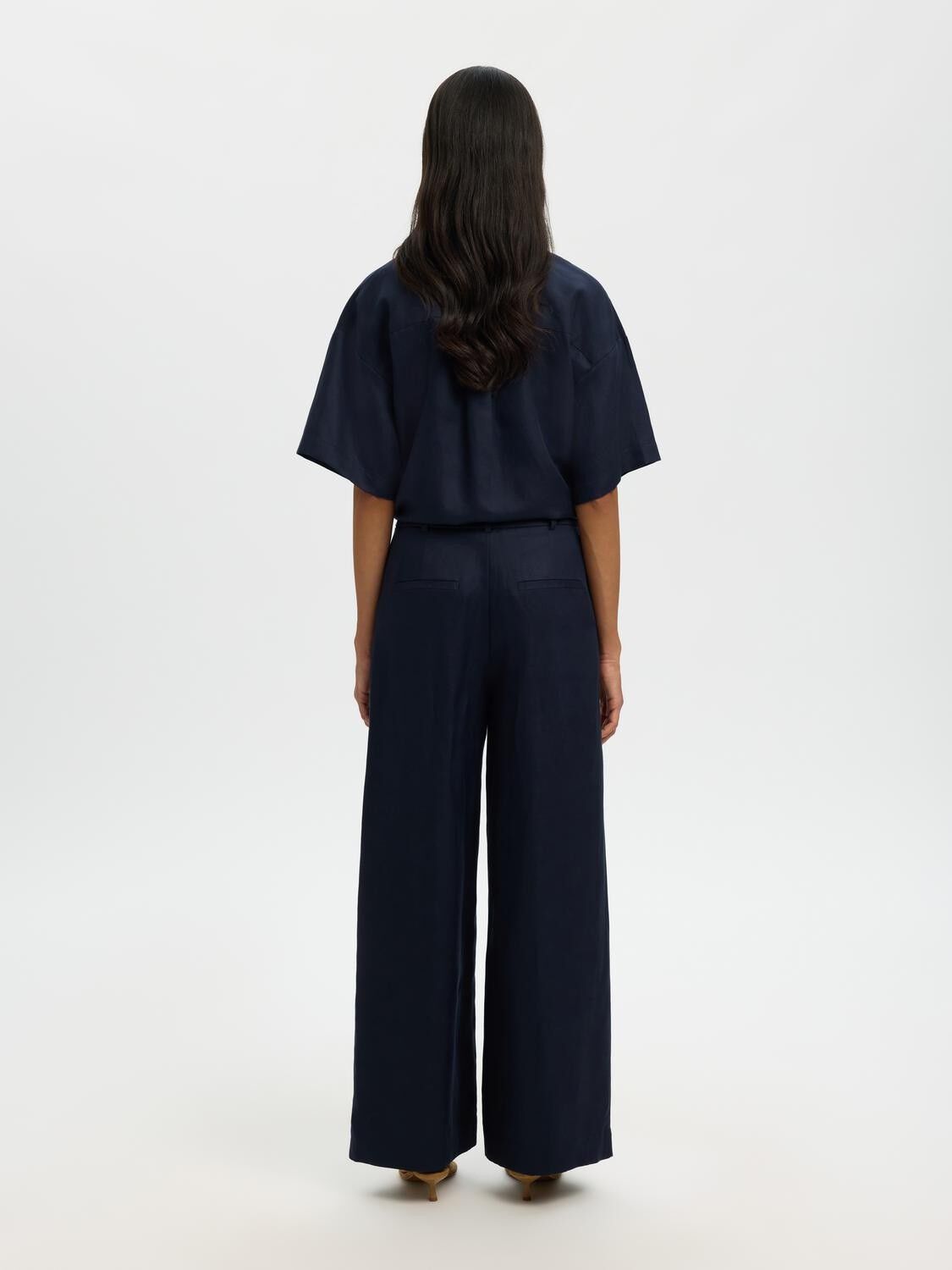 Slflyra Hw Wide Linen Blend Pant Noos