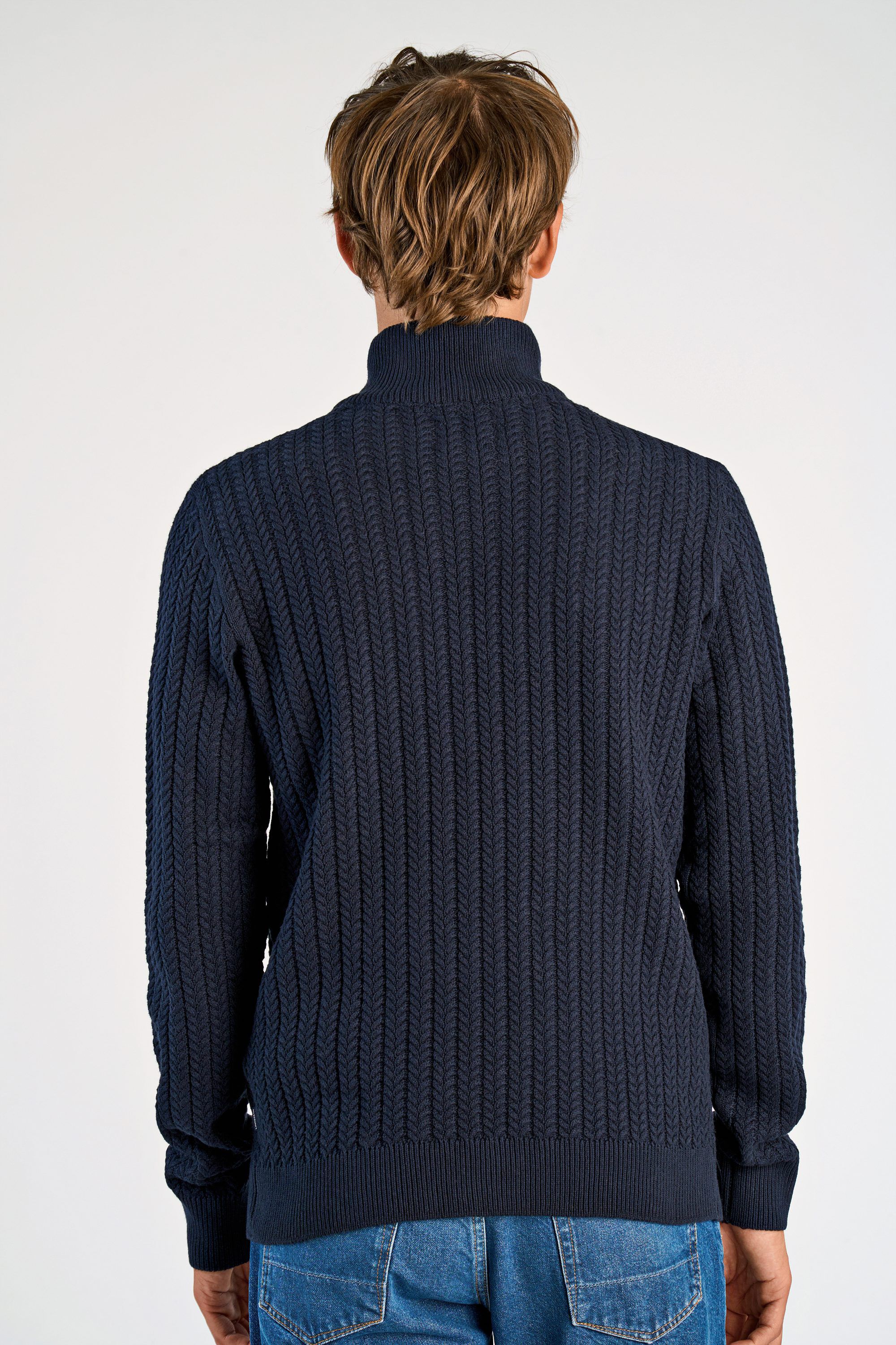 Recycle cabel knit half zip