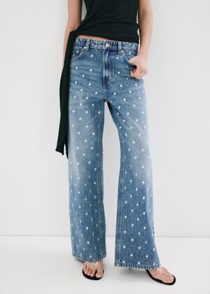Polka dot straight-leg jeans