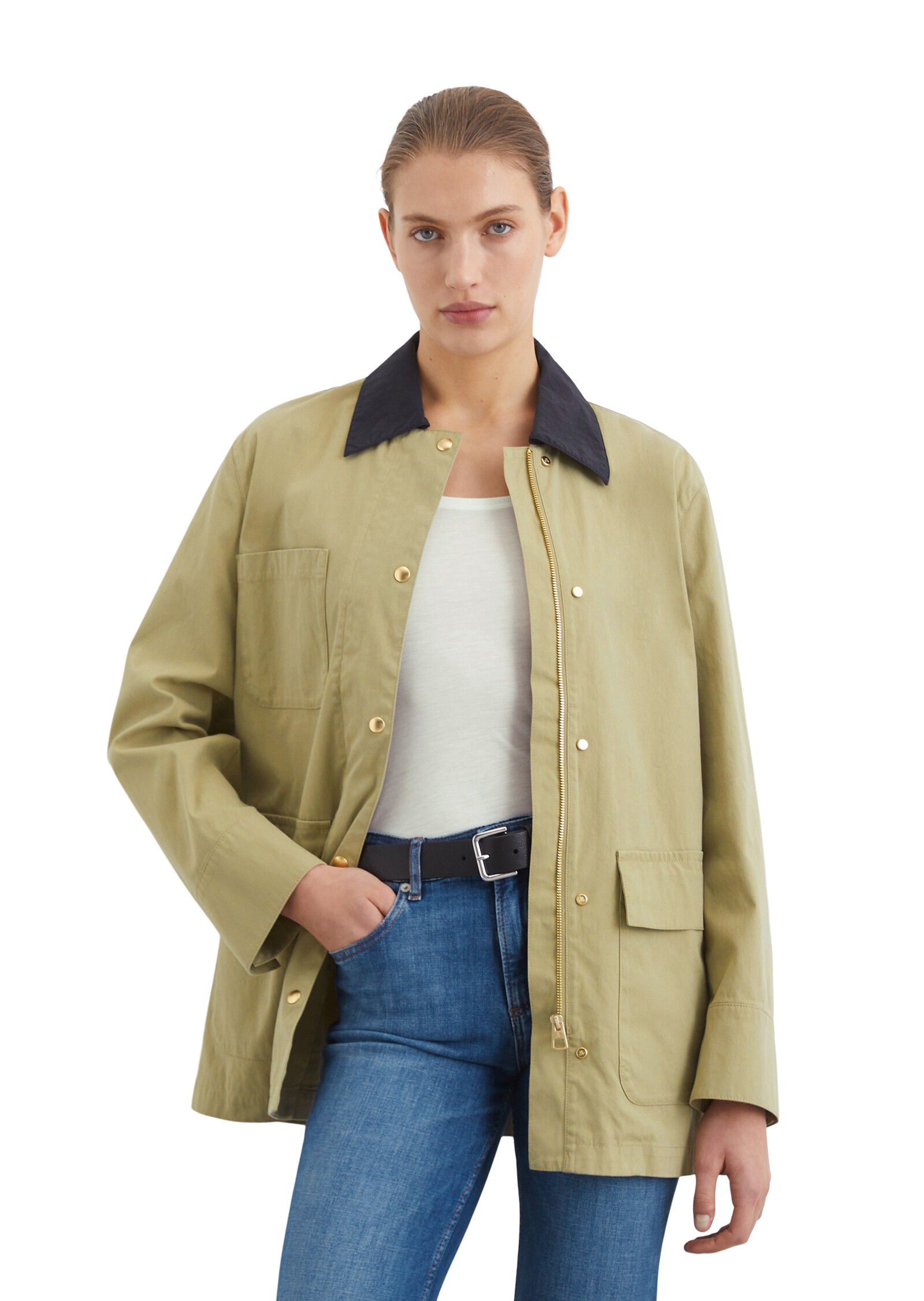 Canvas overshirt, patched pockets,