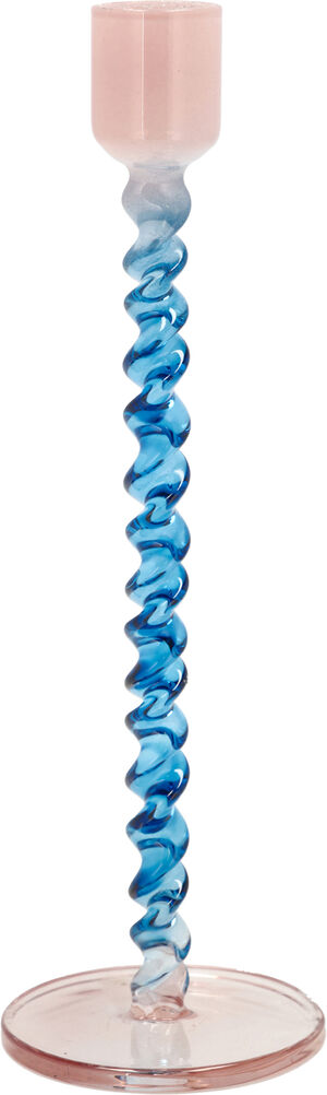 Ljusstake Styles 7,4 x 20,3 cm Blå/Rosa Glas