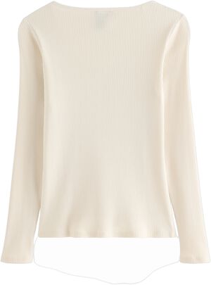 Lang&aelig;rmet top i rib med bindeb&aring;ndsd