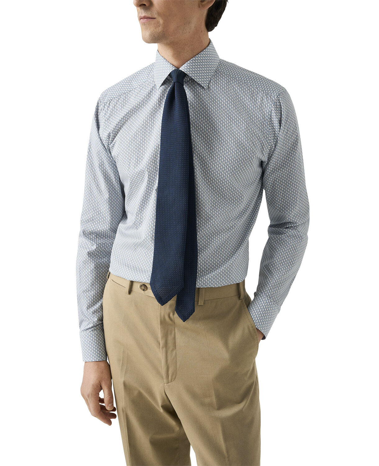 Slim Fit Light blue Parrot Print Signature Twill Shirt