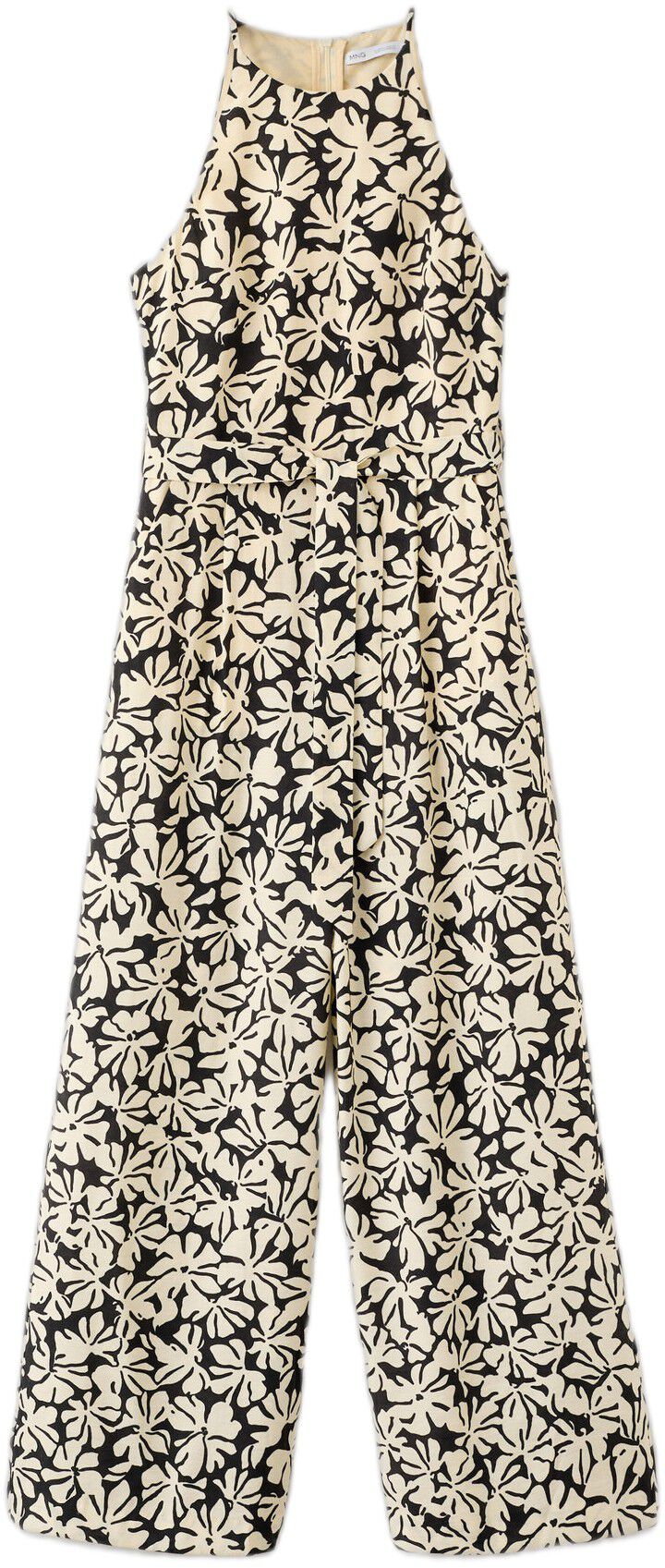 Floral print jumpsuit with belt