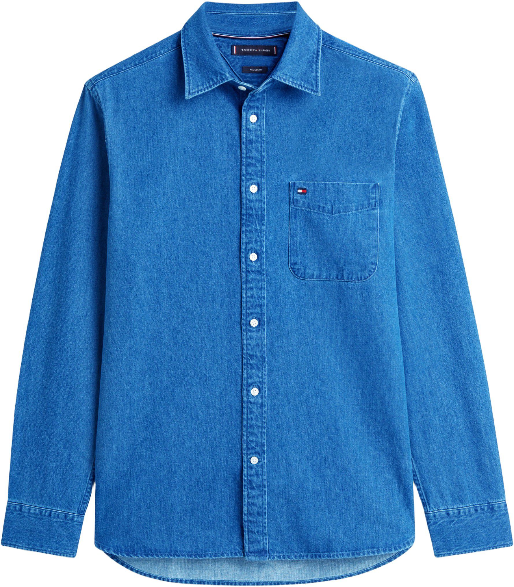 Regular Fit Flag Embroidery Denim Shirt