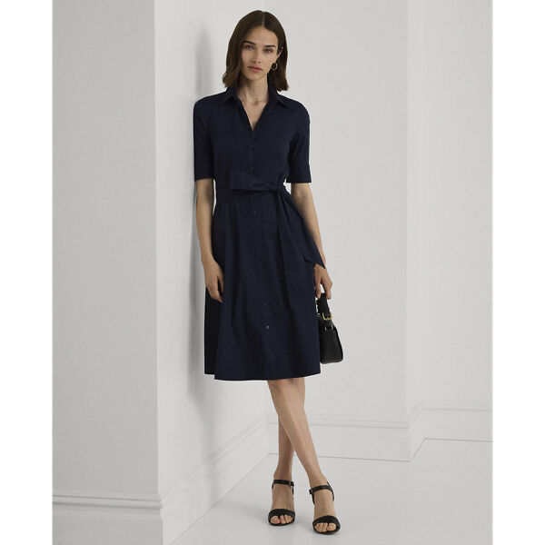 Belted Cotton-Blend Shirtdress