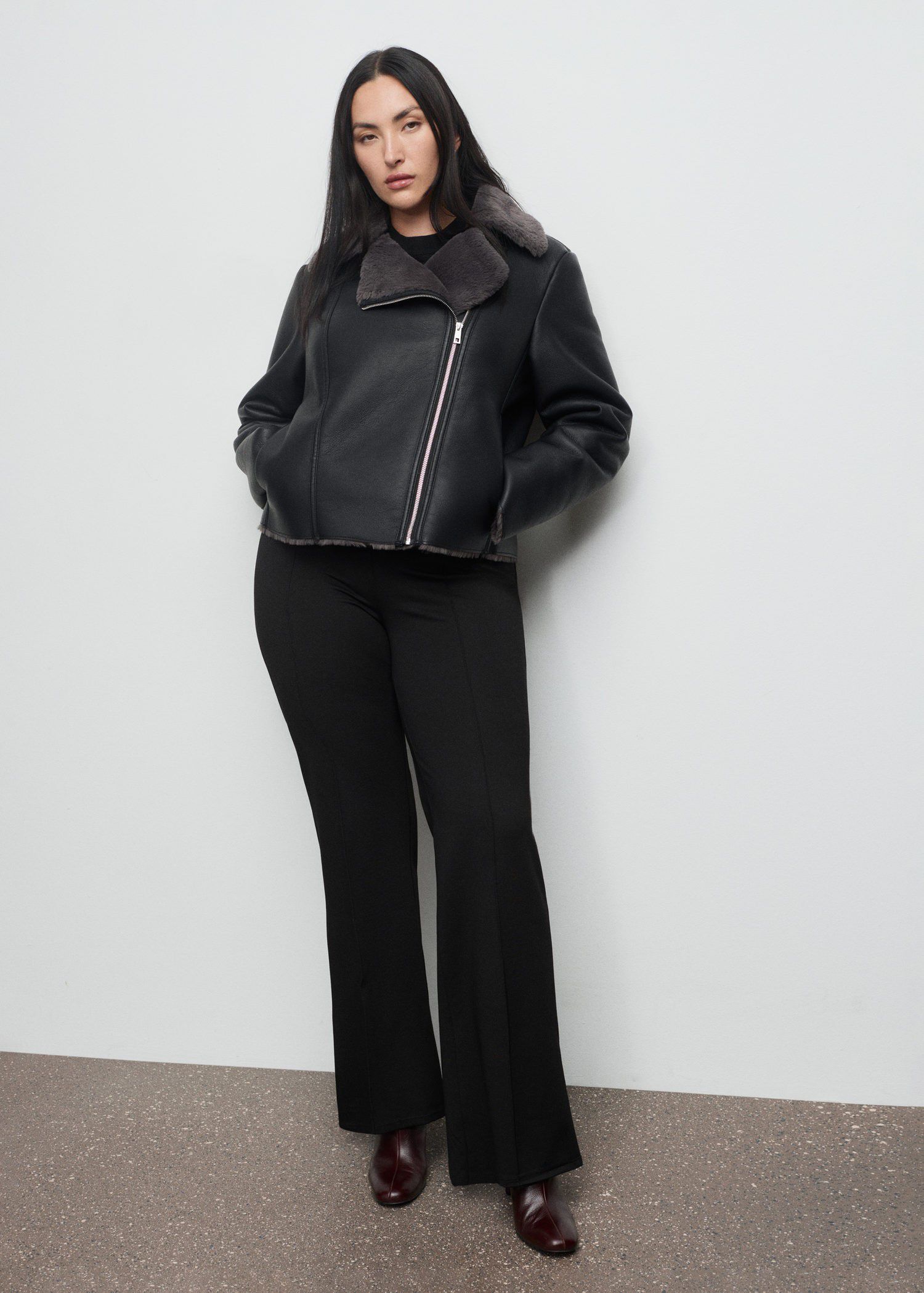 Fur-effect biker jacket